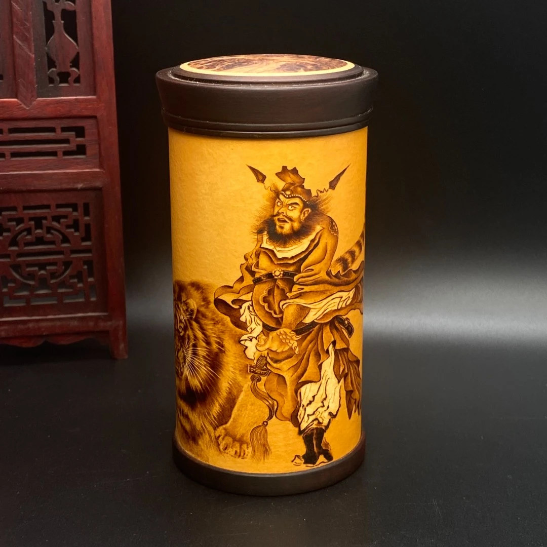 传统纯手工烙画《神威钟馗》茶仓