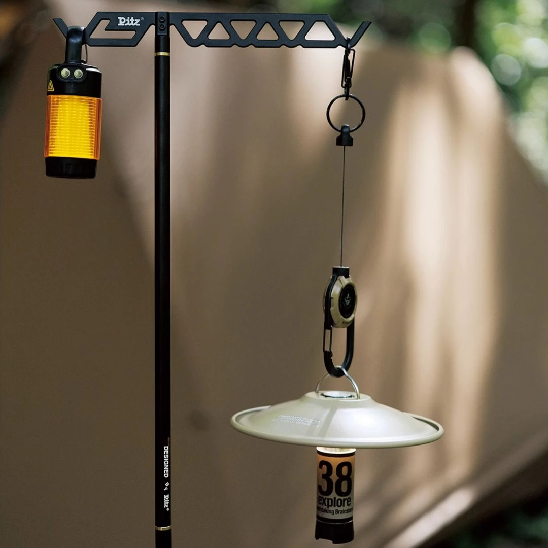 Pitz户外灯架露营多功能轻量化照明灯营地灯灯杆架挂钩波浪闪电