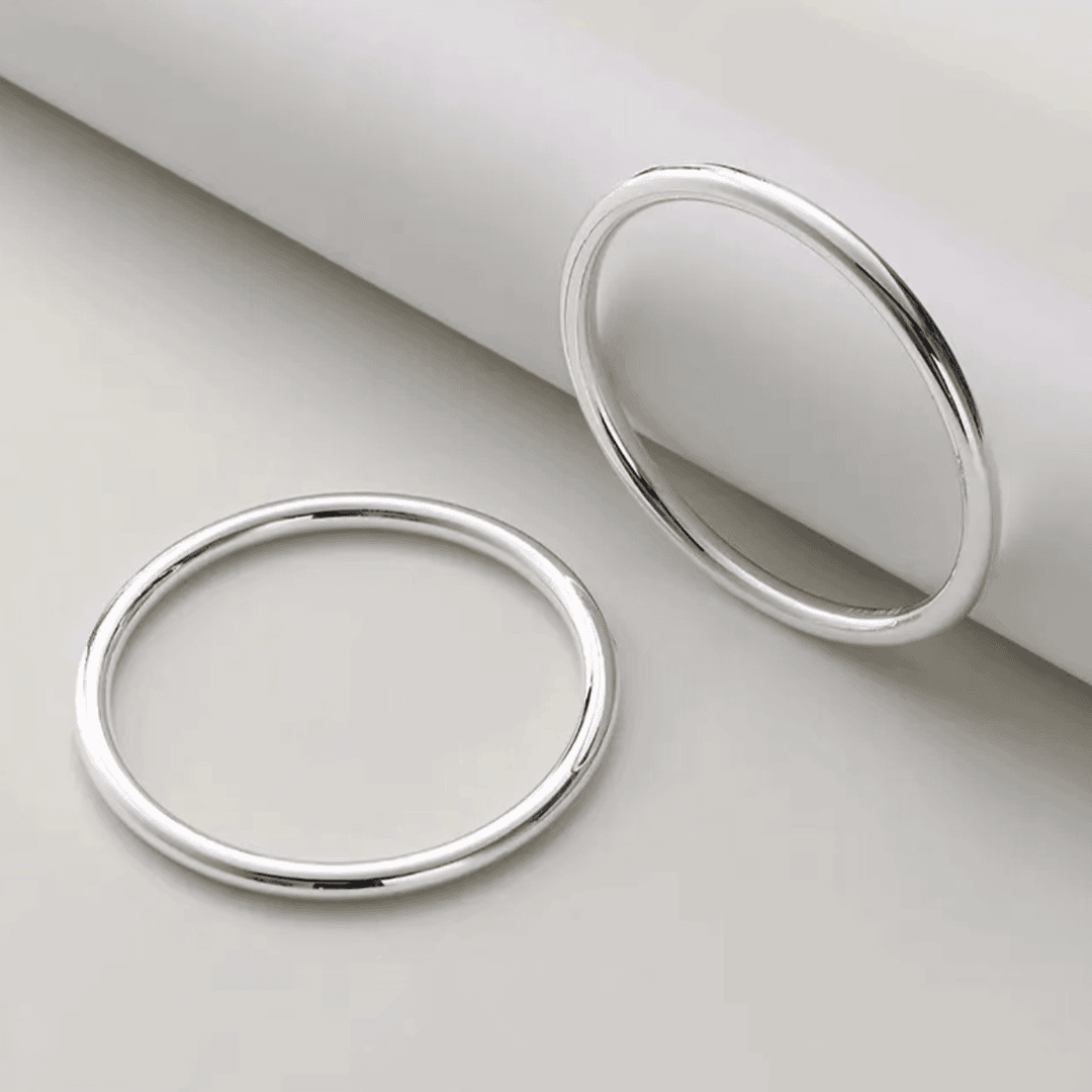 足银手镯 光面素圈闭口镯气质实心手工时尚百搭传承经典手镯