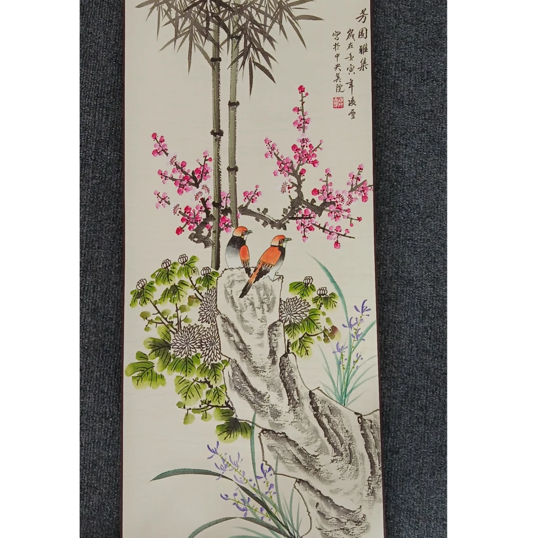 《芳园雅集》入户玄关装饰画新中式家居装修书房办公室竖版挂画P7