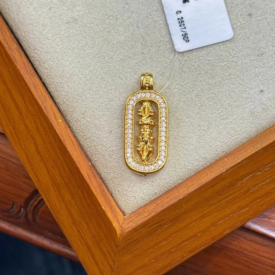 阿敏专属-Y【金刚杵吊坠点钻】足金5D无氰硬金吊坠（点钻附加298/88）