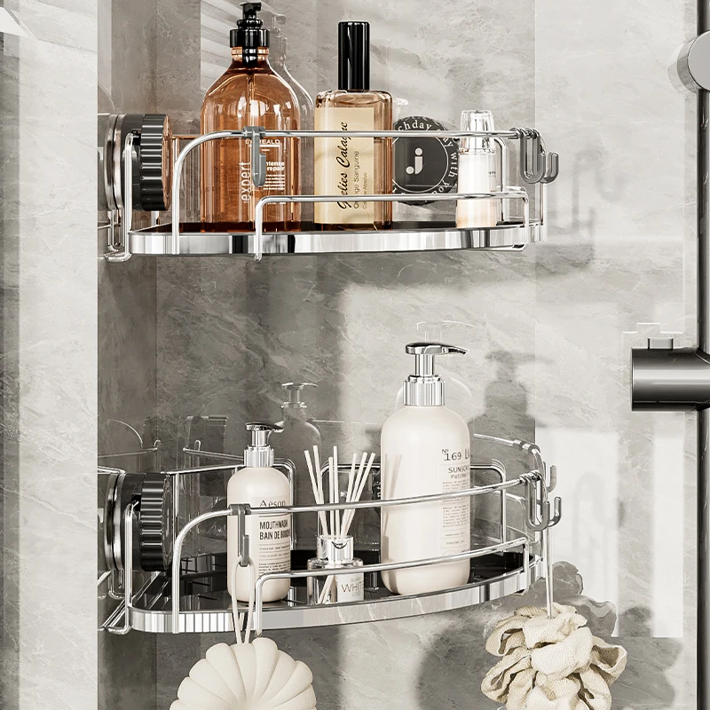 【佳立方】吸盘转角置物架铁线款浴室卫生间壁挂免打孔墙角收纳架