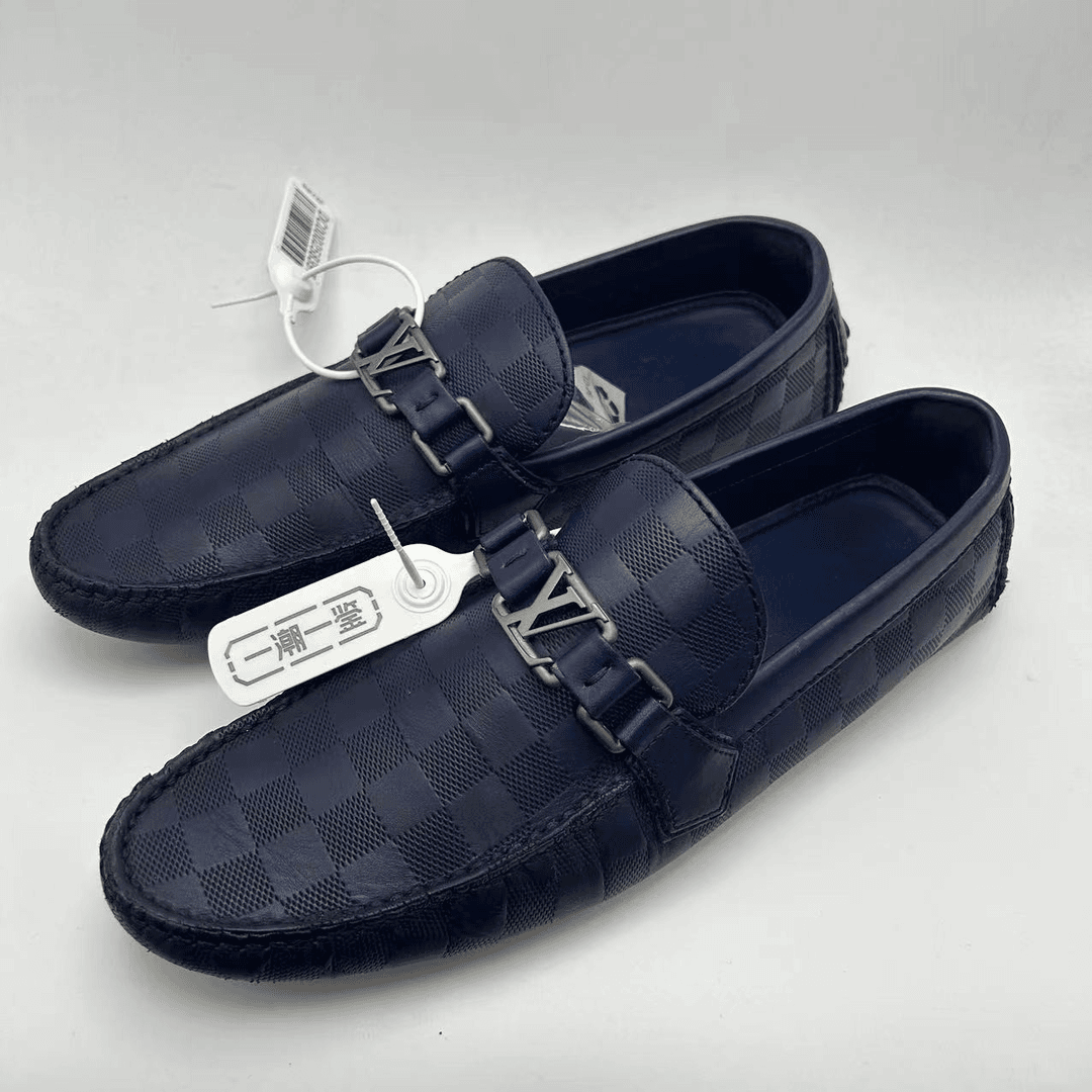 LouisVuitton/路易威登蓝色棋盘格银扣豆豆鞋 97新/39码 J