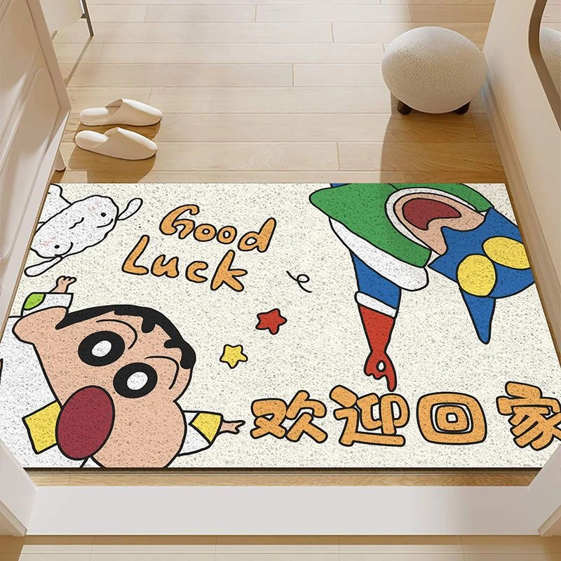 卡通入户门地垫玄关蹭土丝圈脚垫家用房间门口蜡笔小新地毯脚踏垫