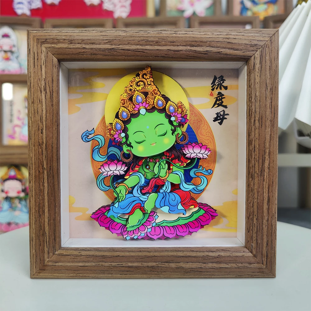 【绿度母】玺语纸艺唐卡风格立体剪纸工艺品文创桌摆礼物手工国潮