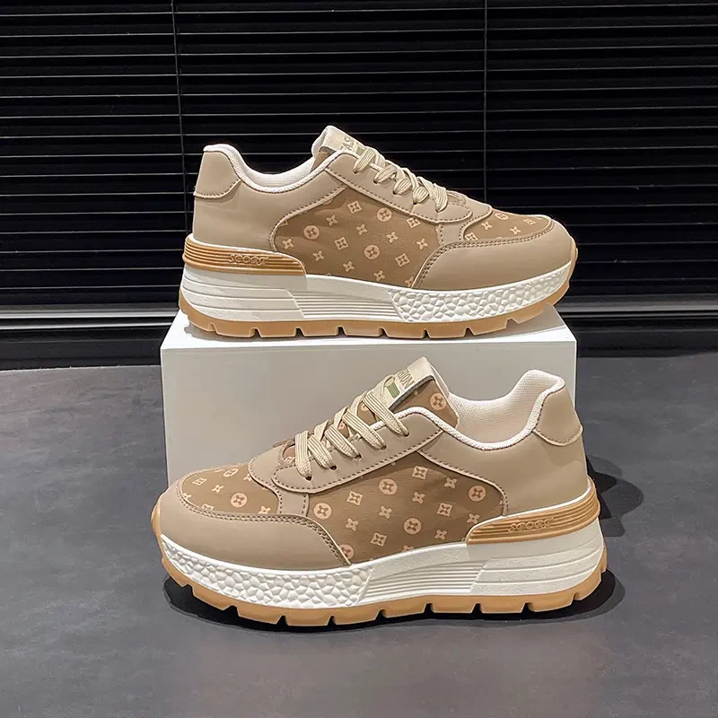 厚底百搭休闲鞋运动鞋透气潮流2025复古小香风厚底时尚