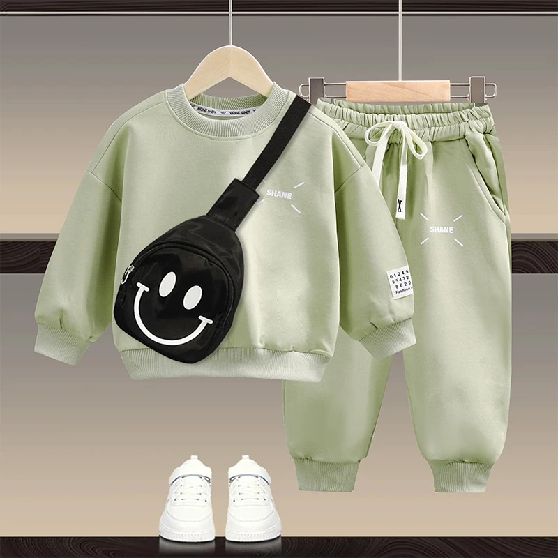 【儿童套装】春季卫衣韩版宽松运动男女套装俩件套送包包科学