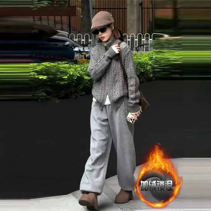 高级感韩系时髦长袖针织开衫2025秋季新款休闲慵懒软糯立领毛衣女