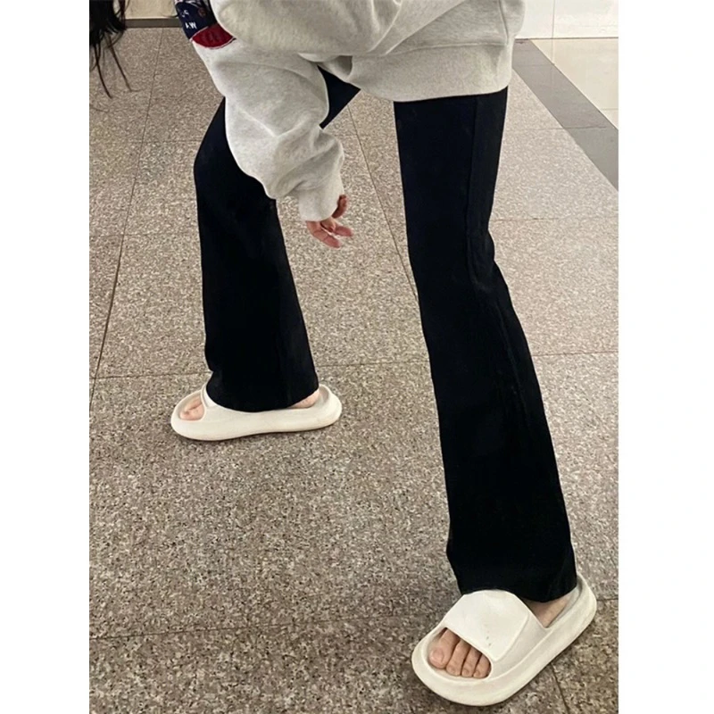 黑色高腰弹力微喇牛仔裤女秋季新款大码胖mm梨形身材显瘦马蹄裤子