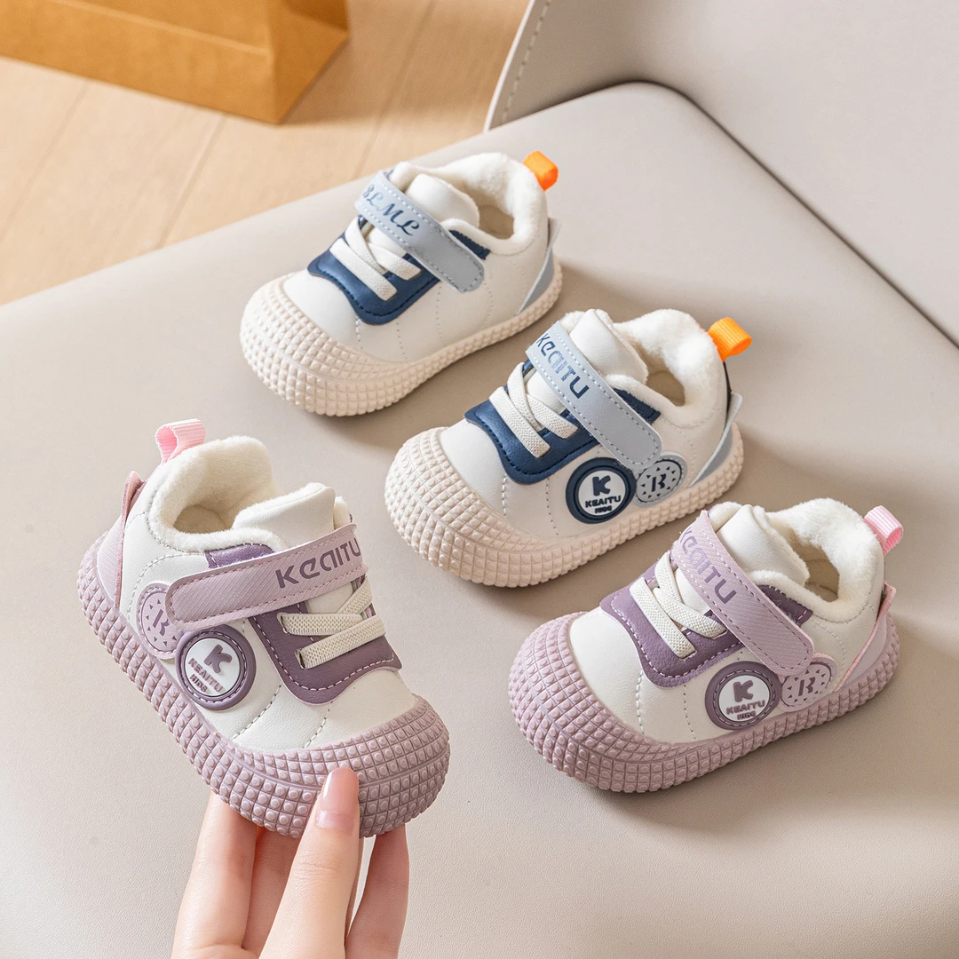 宝宝冬季加厚1-3岁女宝学步鞋软底防滑保暖婴儿棉鞋鞋