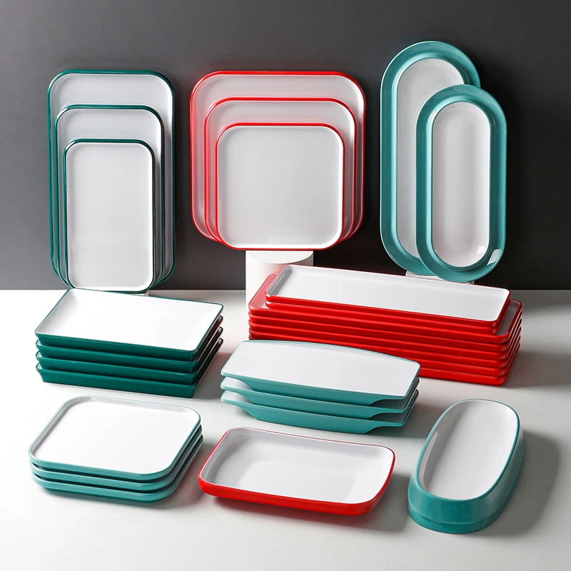 密胺餐具盘子长方形商用烧烤火锅店菜盘仿瓷寿司盘烤肉餐酒店餐盘