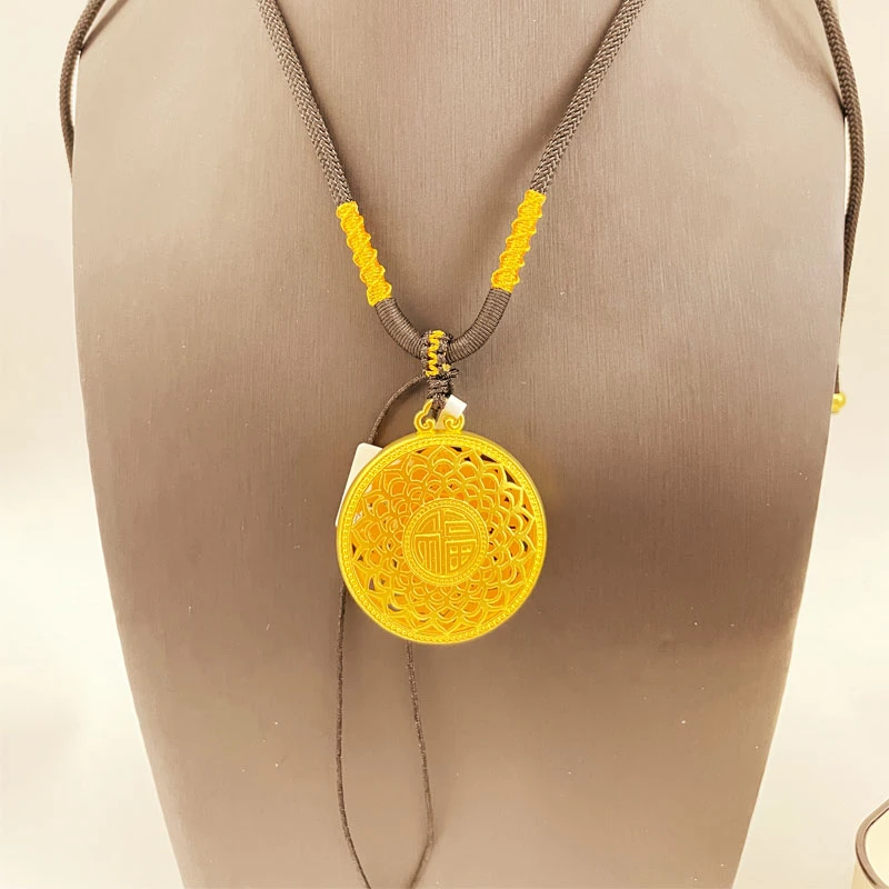 吊坠足银 八宝罗盘吊坠包金工艺男女款平安福字挂坠转运项链礼品