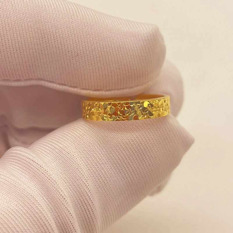 足银戒指 足银开口碎碎冰戒指包金工艺女款亮面时尚简约指环