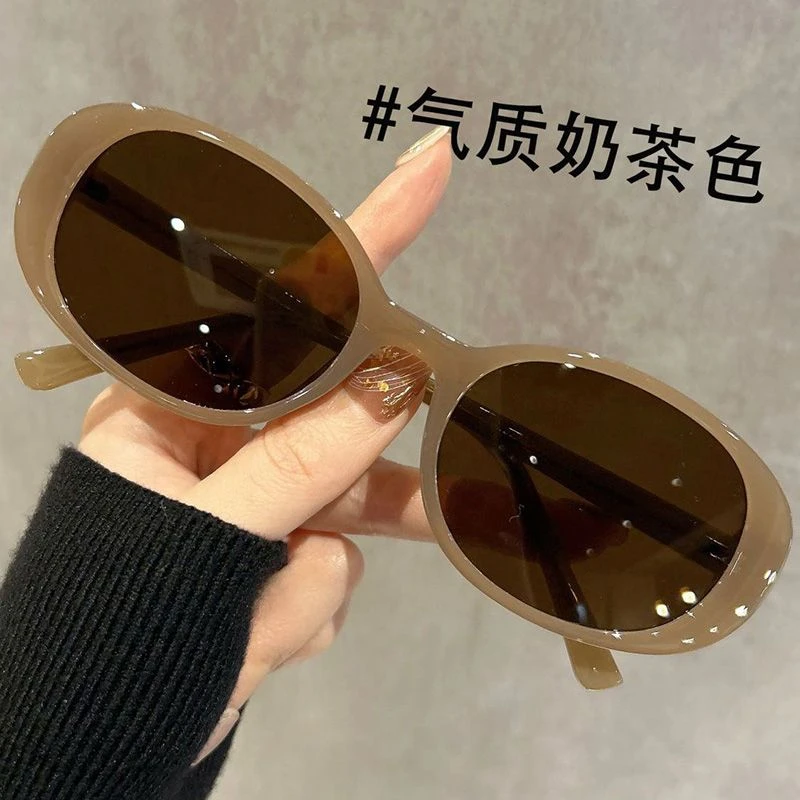 韩系茶色墨镜2024新款太阳镜女款拽姐防紫外线大框显脸小凹造型潮