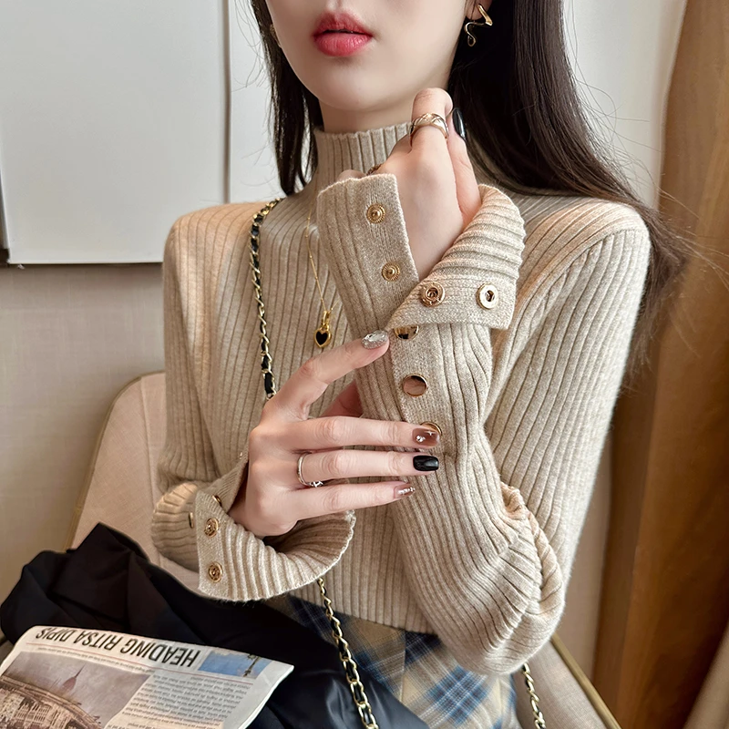 秋冬气质极简风针织衫女半高领打底衫洋气内搭显瘦穿搭高级感毛衣