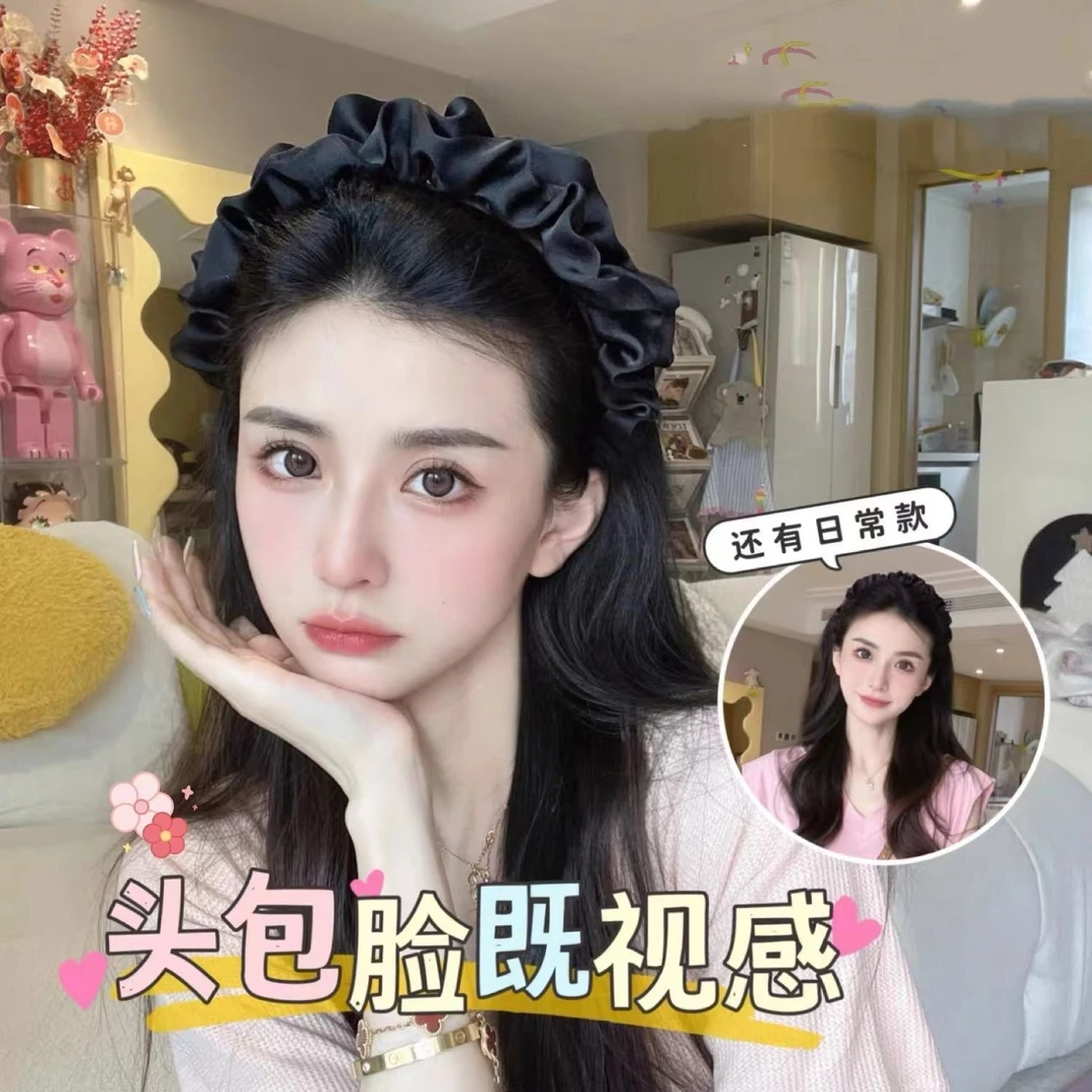 【高颅顶神器】复古大肠头箍木耳宽边褶皱发箍显脸小女增高发卡