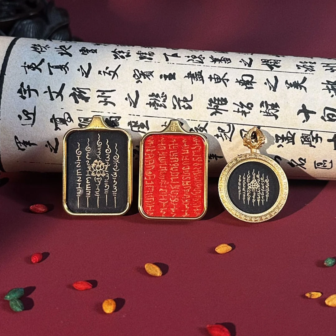非金属布艺项链 【菩然藏饰】小五条经项链 天然矿物颜料纯手绘唐卡