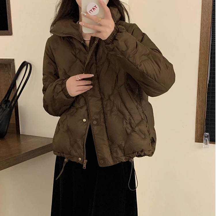 2024秋冬新品95白鸭绒羽绒服女短款轻薄时尚休闲简约立领A版外套