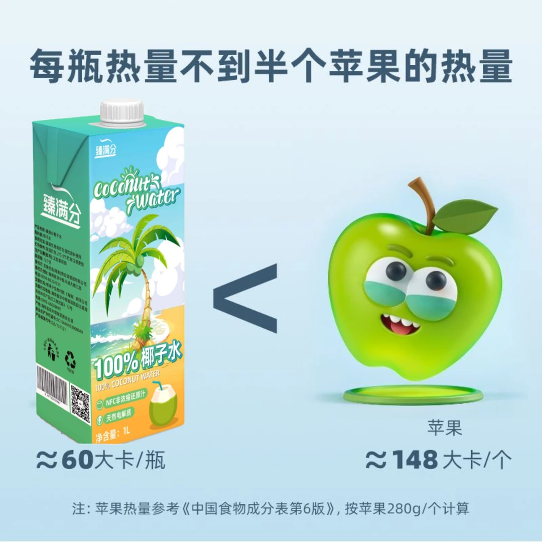 天然电解质100%NFC椰子水瓶装无添加正宗香水椰青果汁正宗臻满分