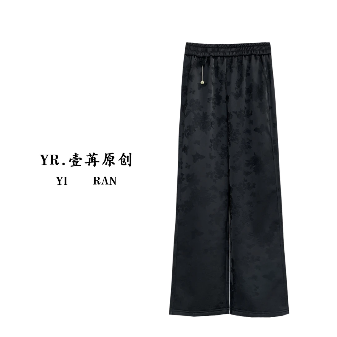 壹苒原创【加绒加厚款】 专注原版；新款时尚提花中式直筒裤YC5139