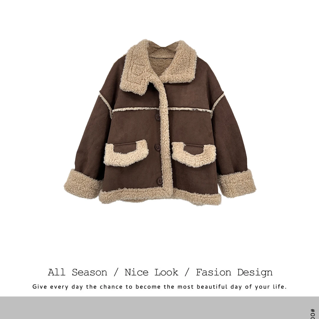 051/605      时尚宽松咖啡色百搭秋季外套        款号#2267