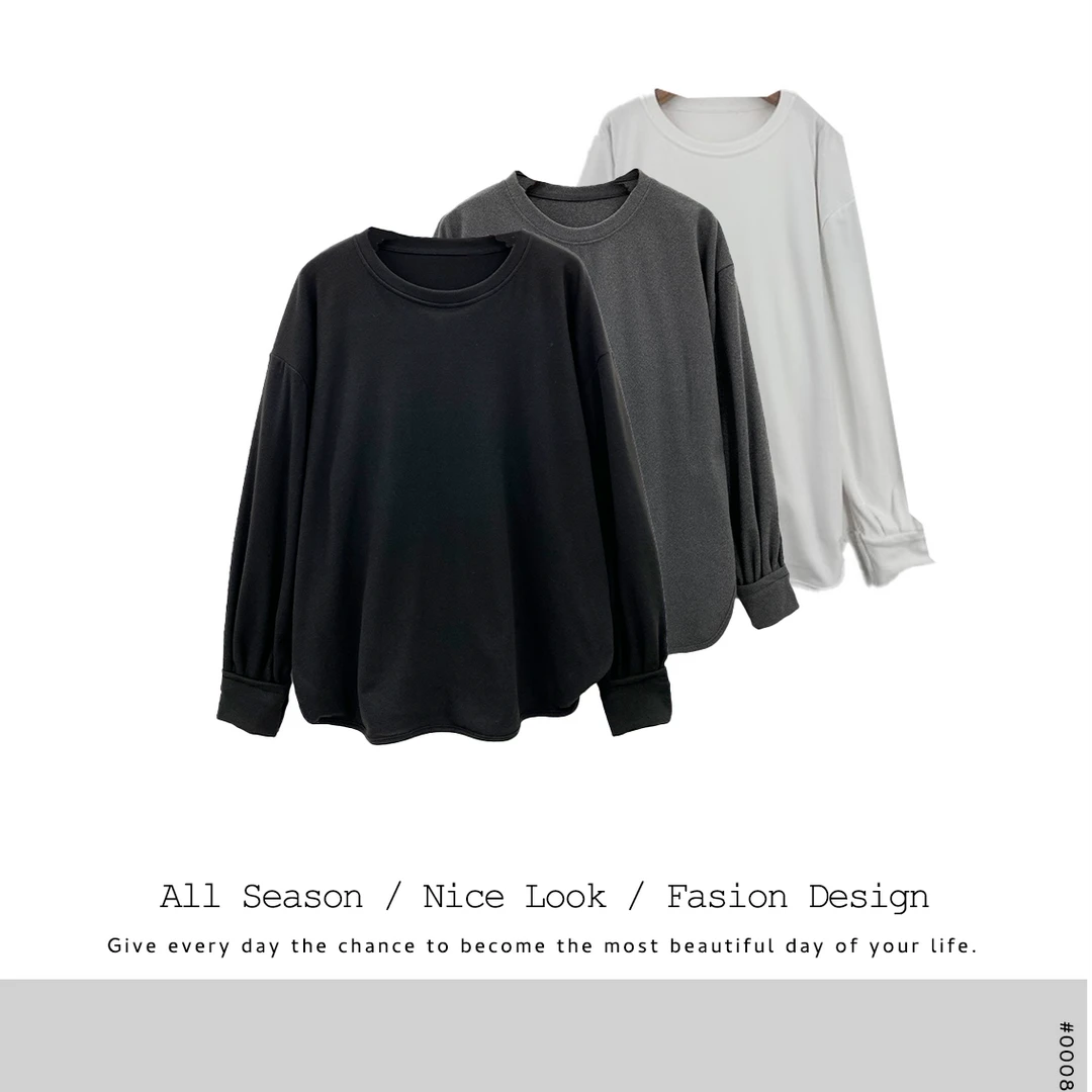 176/391   美式高街舒适圆领网红秋冬百搭宽松长袖   款号#7108