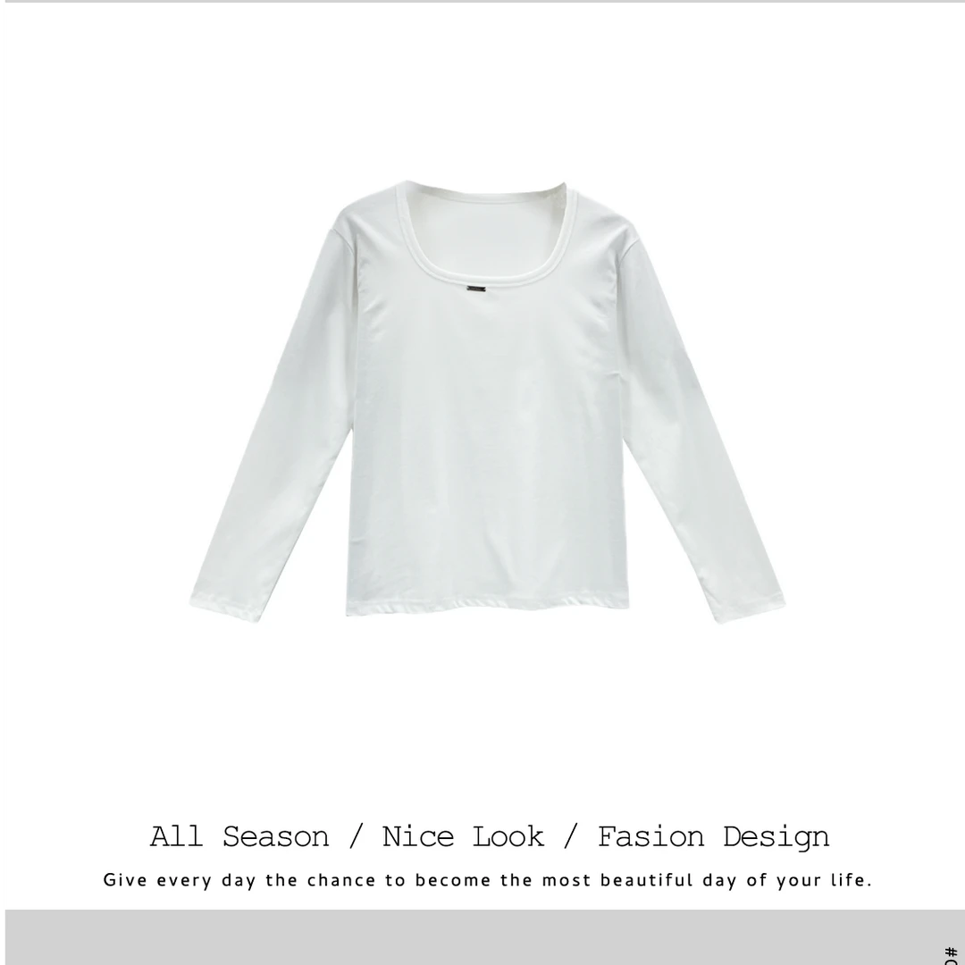 850  时尚U领修身显瘦百搭多色长袖  款号#82602