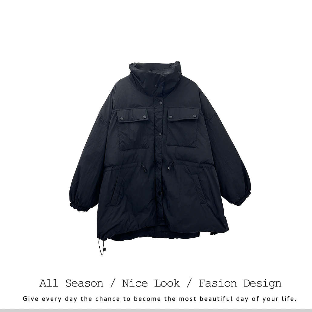 711  欧货时尚黑色潮流休闲保暖宽松冬季百搭服外套   款号#32809