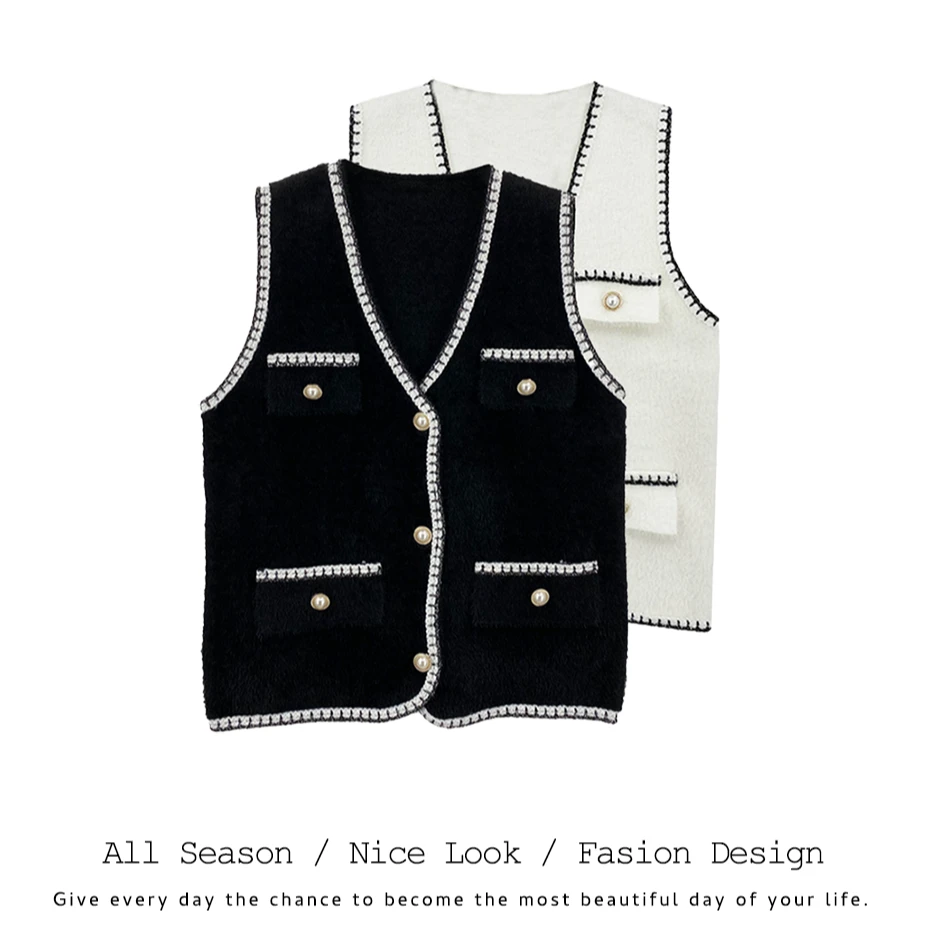 800/743   欧货时尚双色显瘦气质时尚宽松百搭马甲     款号#8101