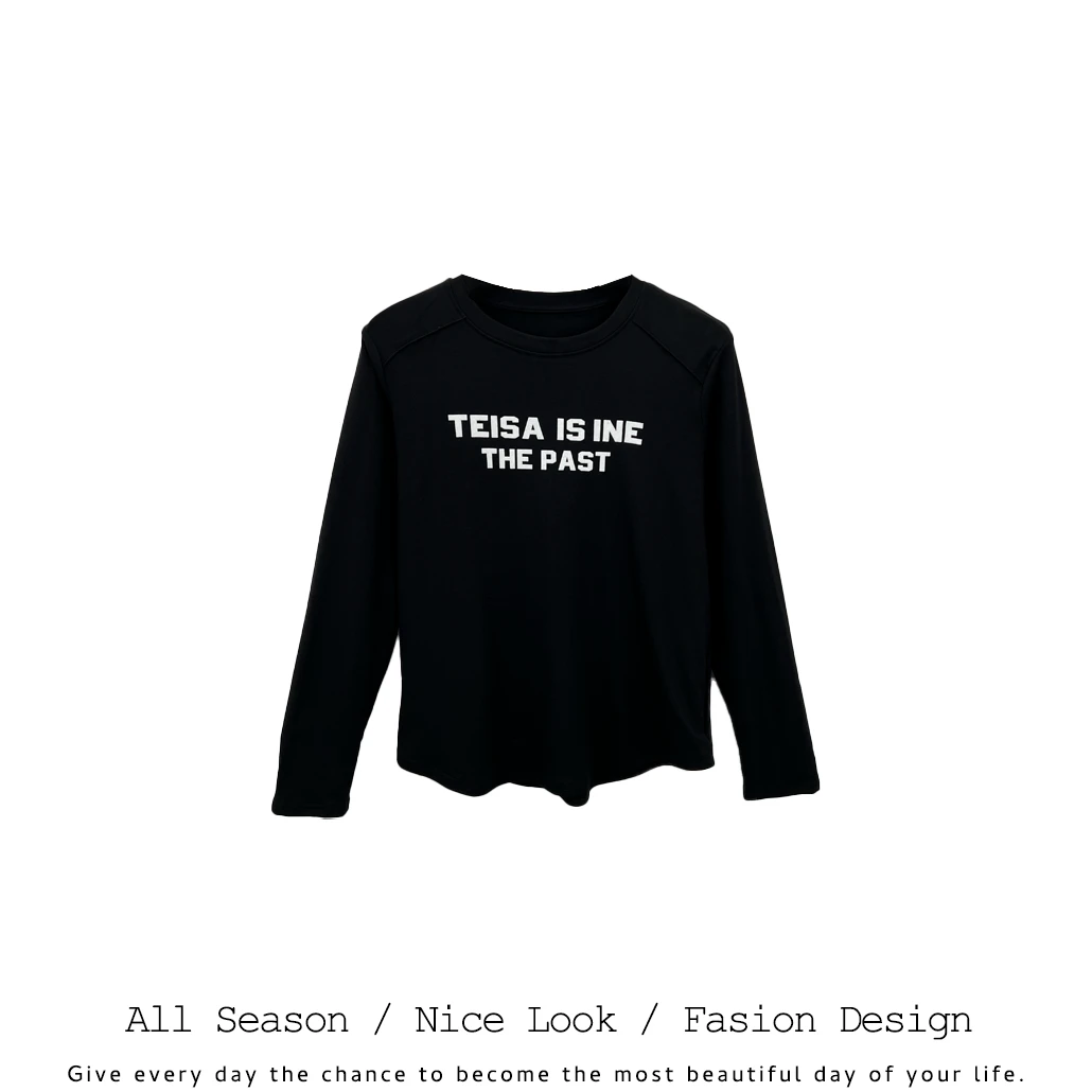 009     欧货时尚黑色字母印花舒适百搭秋冬薄绒长袖    款号#913