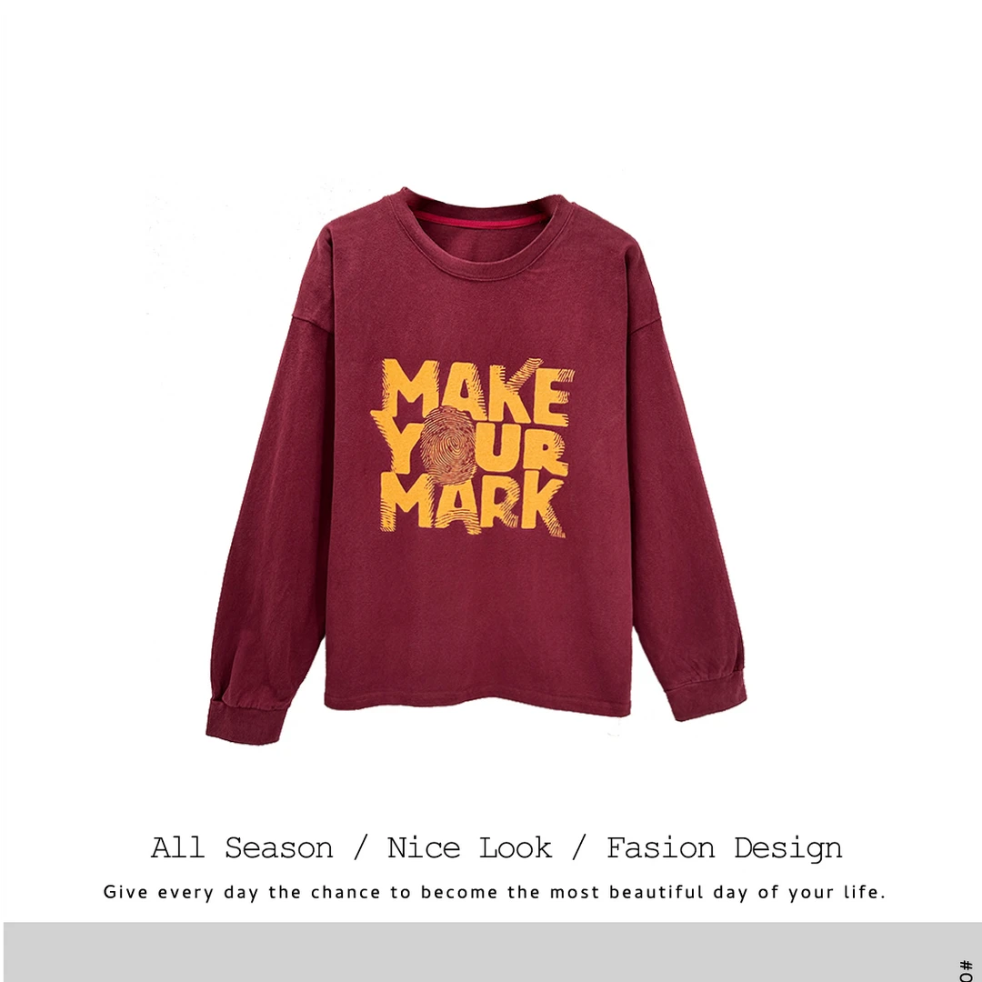 883   欧货时尚拼接宽松百搭红色字母长袖   款号#8807