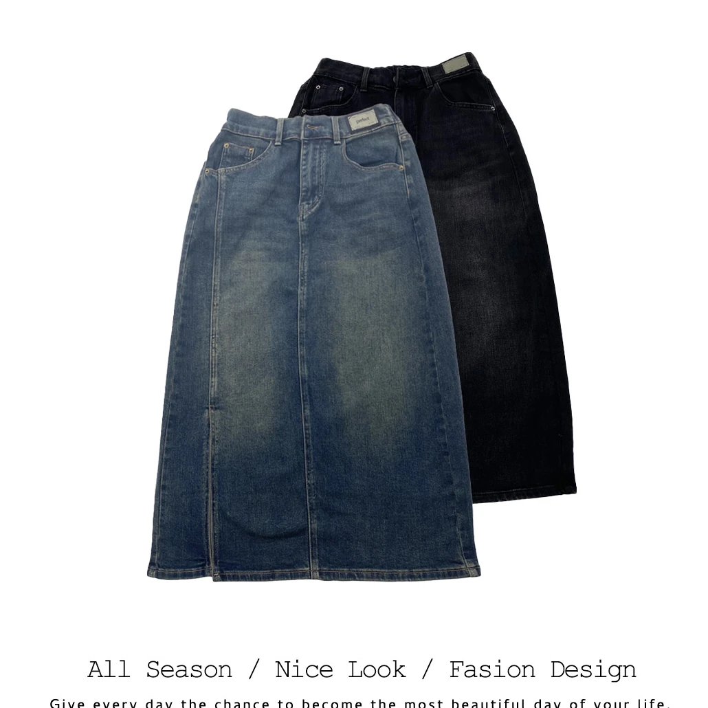 855    水洗牛仔半身长裙   款号#20161-1