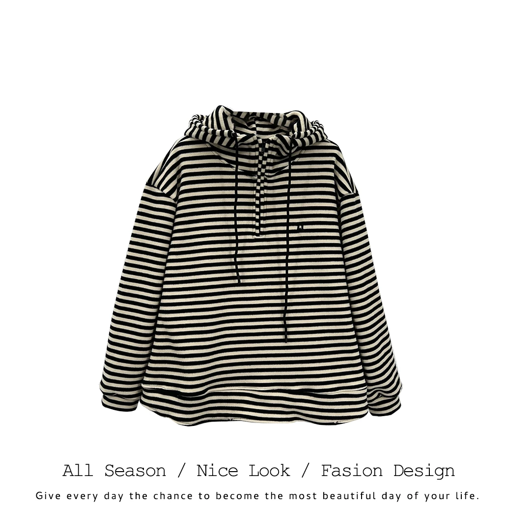 801       潮流时尚条纹半拉链连帽长袖卫衣     款号#8033