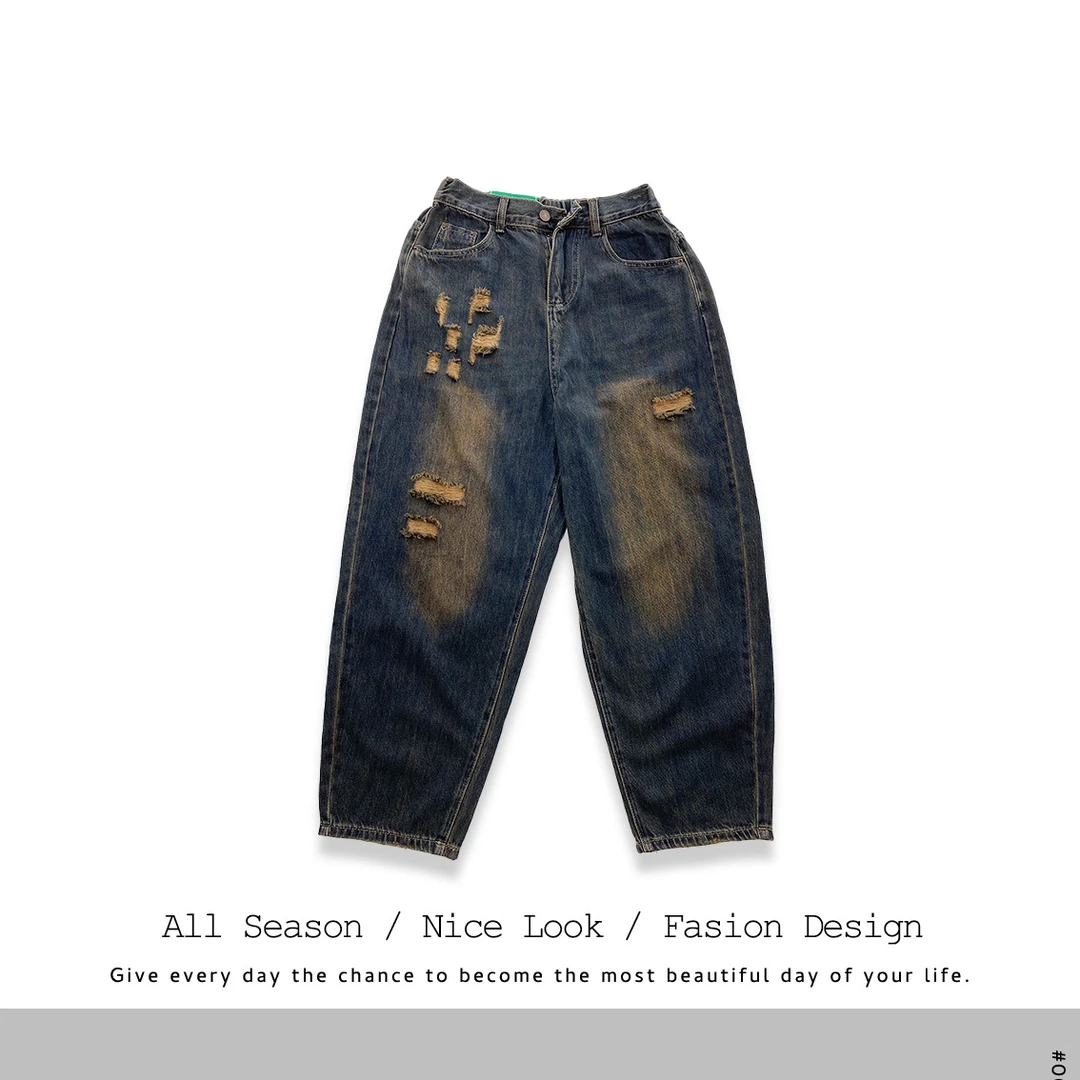 921     时尚复古休闲水洗做旧牛仔长裤    款号#6002
