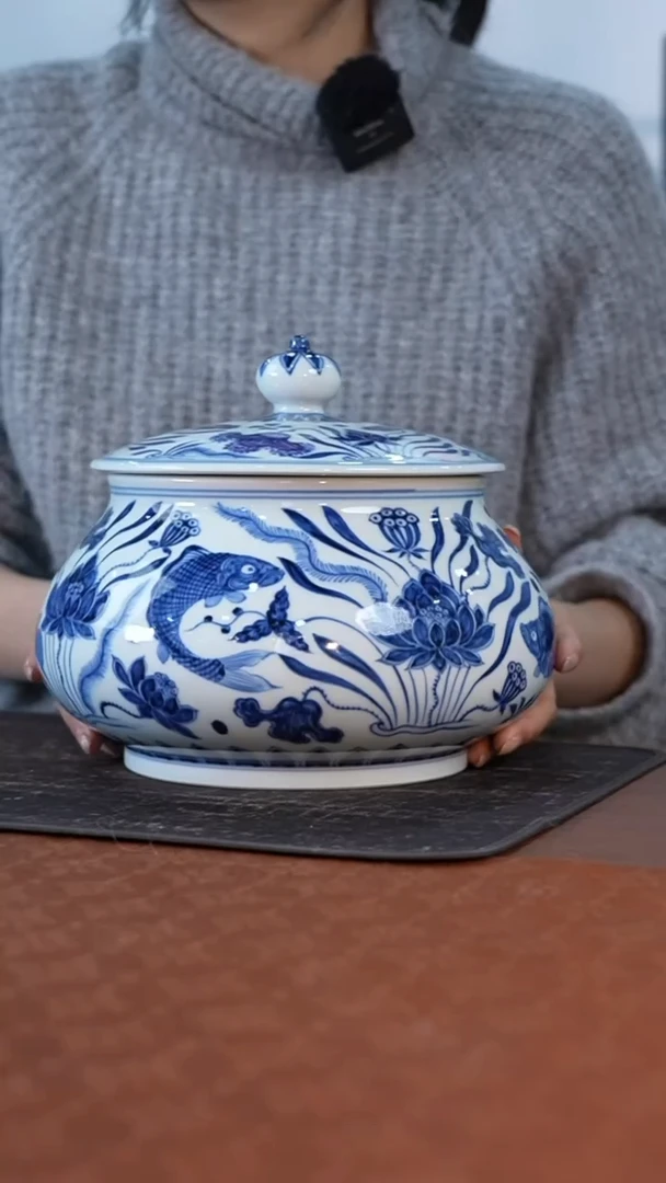 【闪购商品】九鸣鱼藻纹扁肚罐