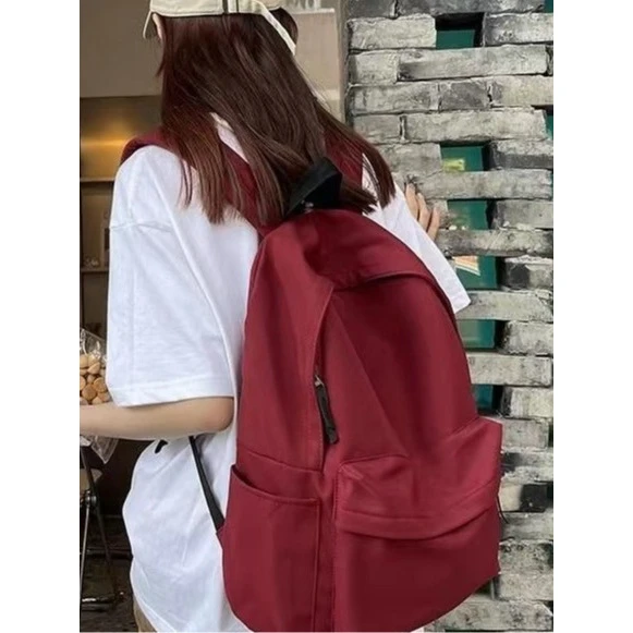 书包女ins学生简约时尚纯色大容量2024新款文艺便携潮流双肩包