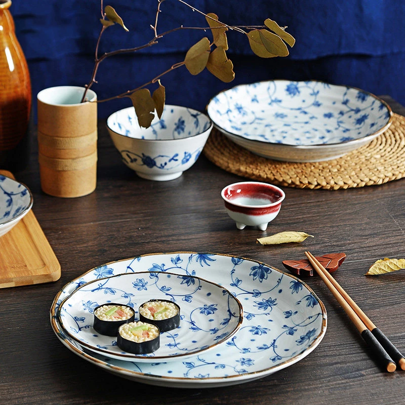 蔓唐草8.6英寸深盘日本进口釉下彩碗盘家用陶瓷餐具盘子创意日式