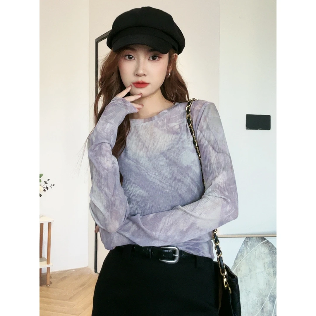 打底衫显瘦内搭长袖百搭夏季薄款圆领洋气短款小众修身ins