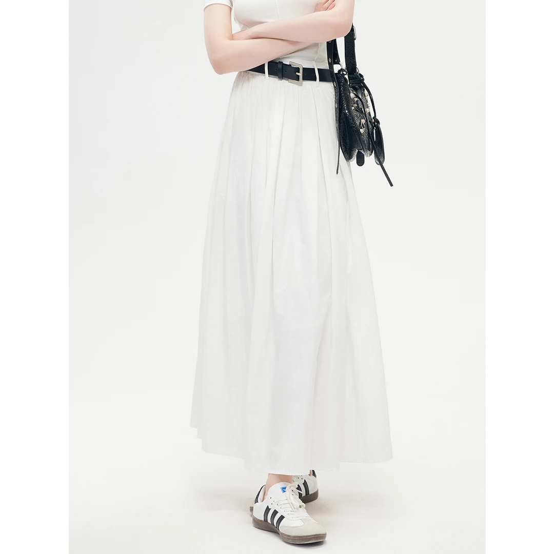 女装半身裙休闲半身裙气质白色时尚夏季中长款纯色