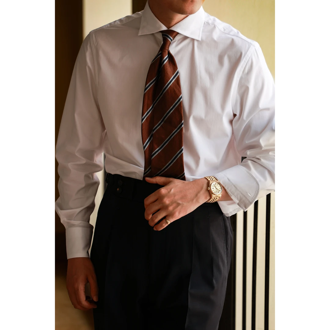 UGENTLE 深海贝母 鹰爪钉扣「优雅白」意式 八字领 绅士 长袖衬衫