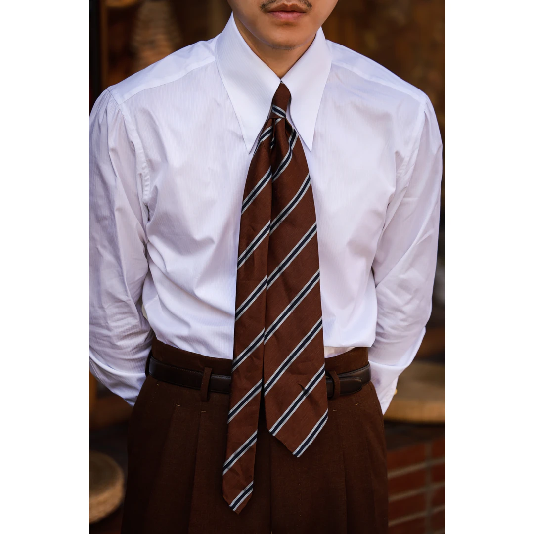 UG男装品牌  亚麻桑蚕丝混纺 肌理感 意式手工卷边领带3 fold tie