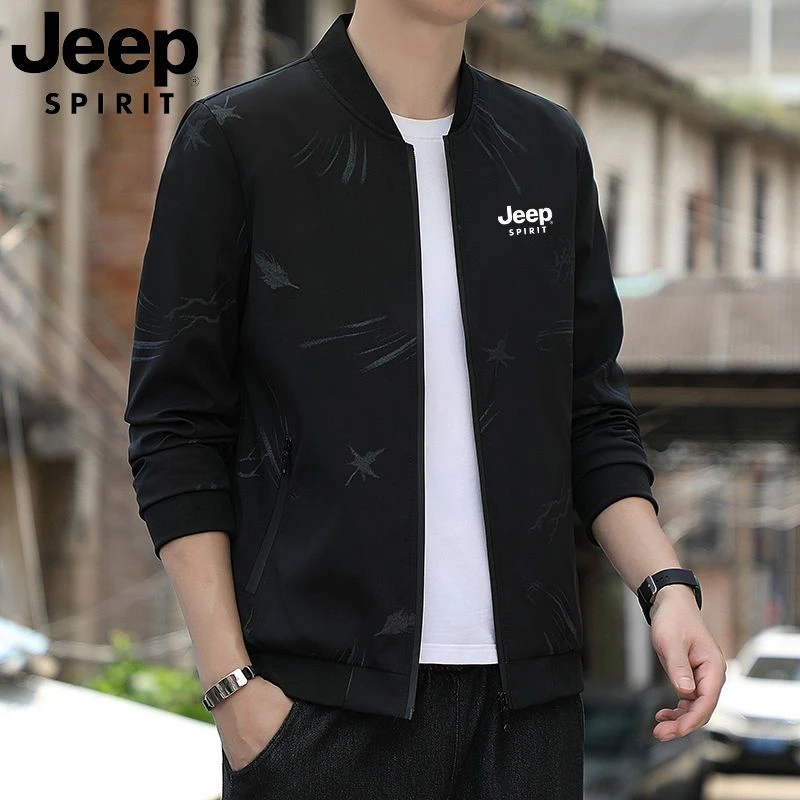 JEEP吉普男士夹克百搭外套春秋立领高档运动休闲新款潮流外穿上衣