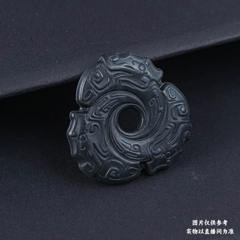 38mm+天然和田玉青花籽玉璇玑吊坠dly多样性发其中一件原矿无优化