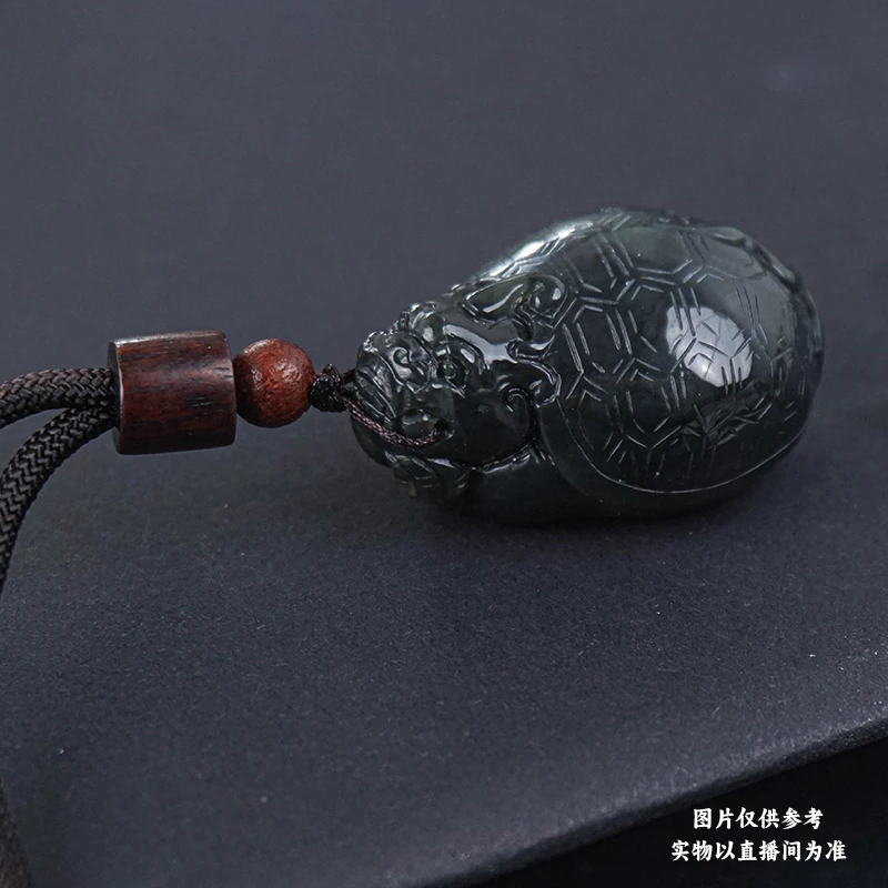 36mm+天然和田玉青花籽大龙龟吊坠素多样性发其中一件原矿无优化/