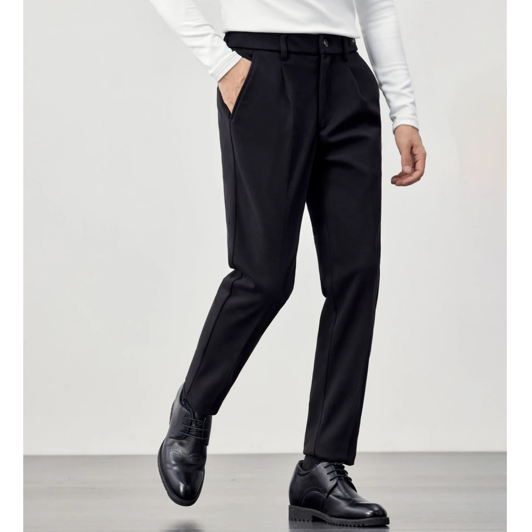 【润哥】秋冬新款星空纹毛呢裤 四合扣加厚锥形裤休闲裤男士9991