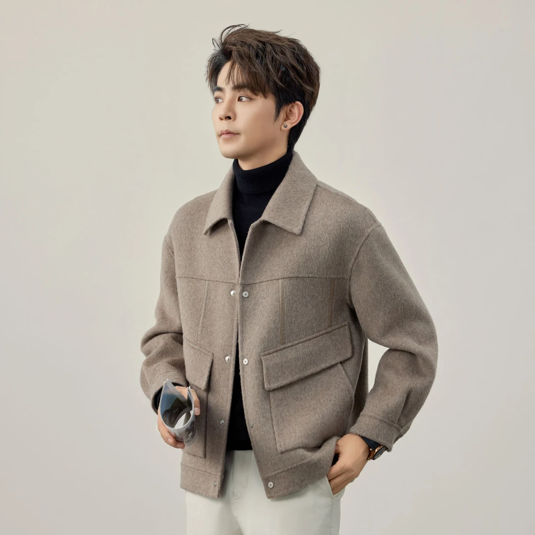 【润哥】秋冬新款加厚绵羊毛混纺夹克外套男 拉链高级感上衣95136