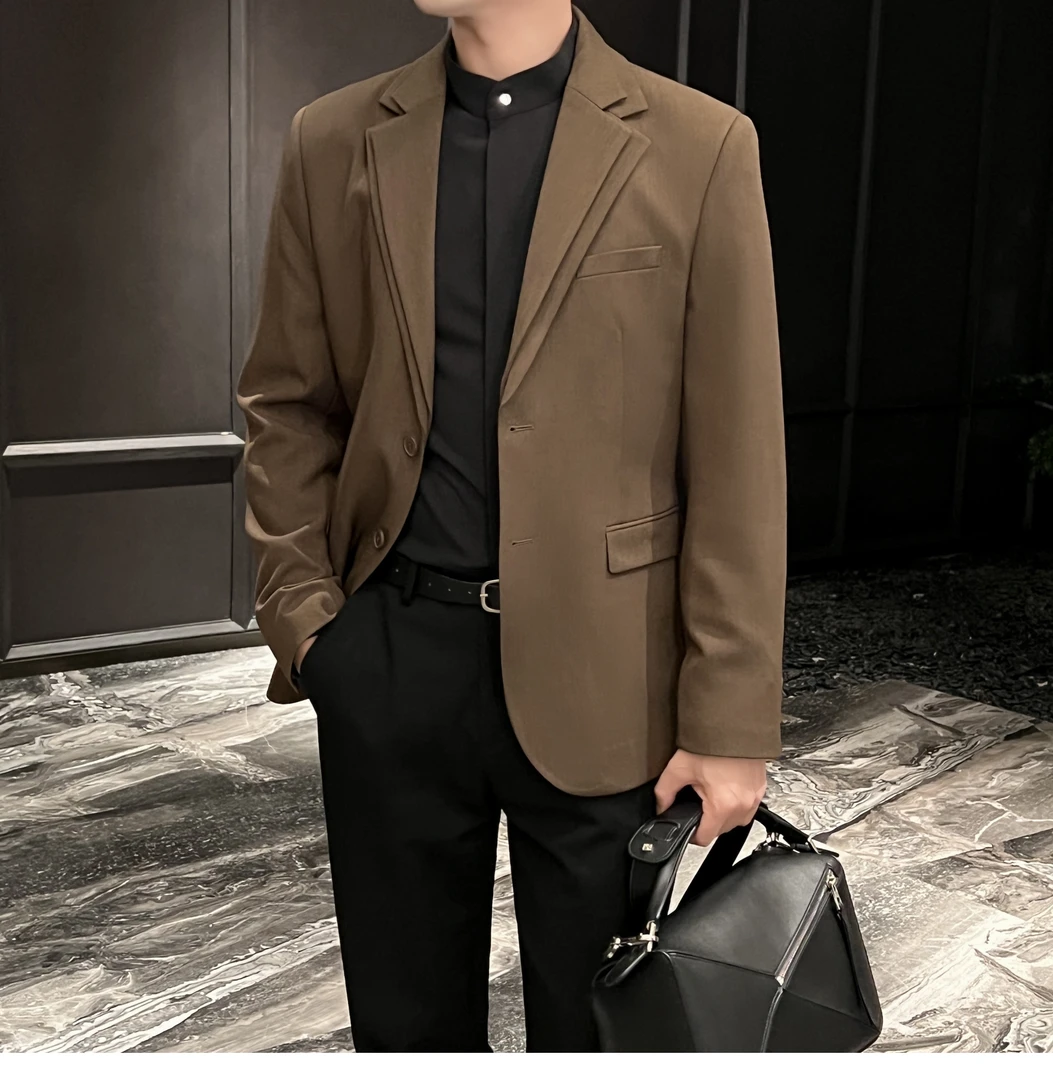 【润哥】新款休闲双领西服高级修身西装外套男士小西服单西QX23632