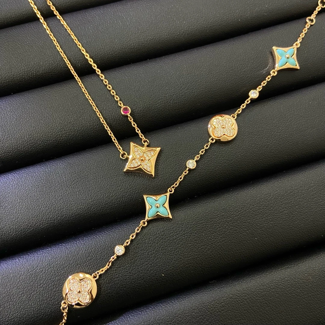 铜合金手链 jx（宠粉专享）高版本老花幸运草手链/项链0827（镀金）..