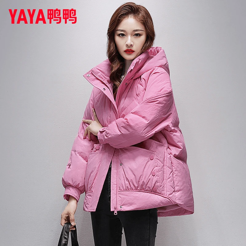 YAYA/鸭鸭短款羽绒服女连帽2024冬季新款韩版时尚休闲热力感羽绒