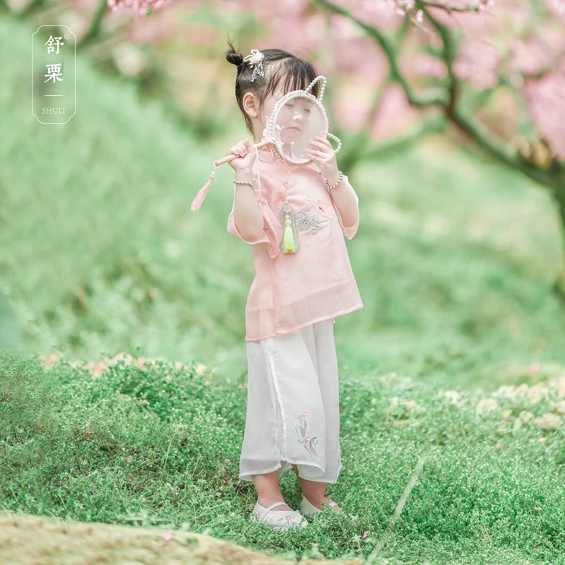 汉服唐装女童夏古装超仙宝宝民国风山芙周岁礼服小童儿童汉服春秋